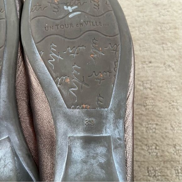 UTV Un Tour En Ville Metallic Bronze Toe Details Leather Ballet Flat Shoes - Picture 6 of 8